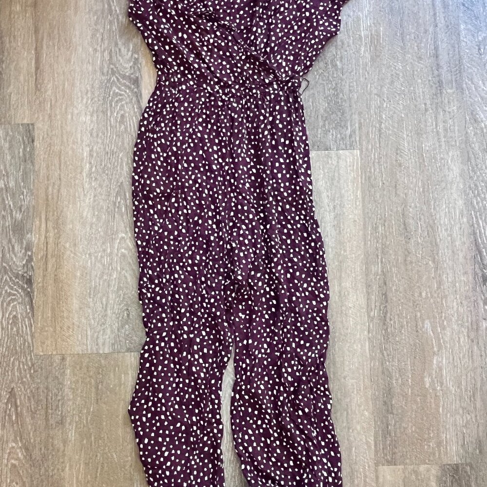 Roxy jumpsuit med maroon with white polka dots